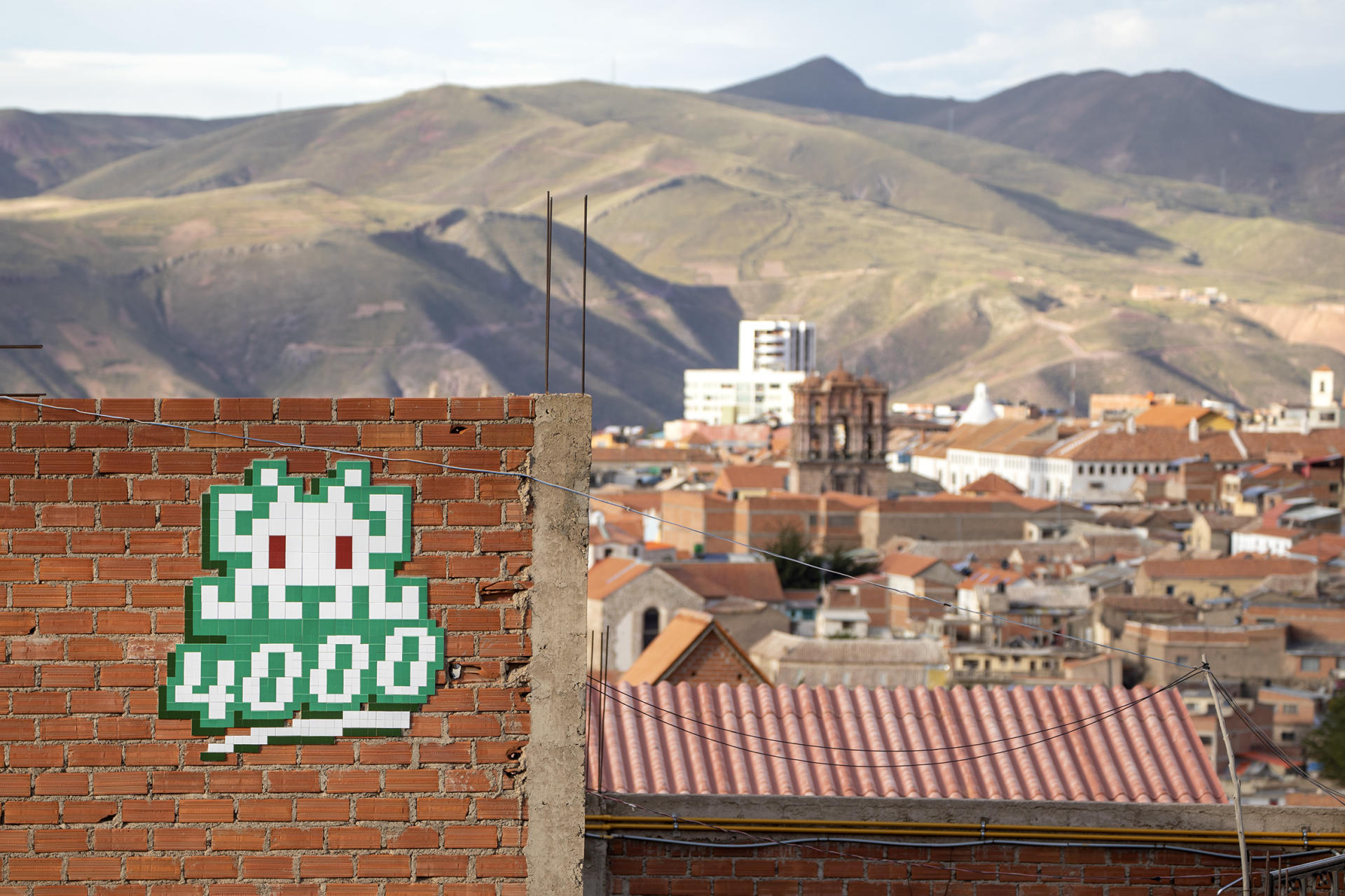 Le 4000e collage d'Invader, à Potosi, en Bolivie en 2021. ©INVADER
