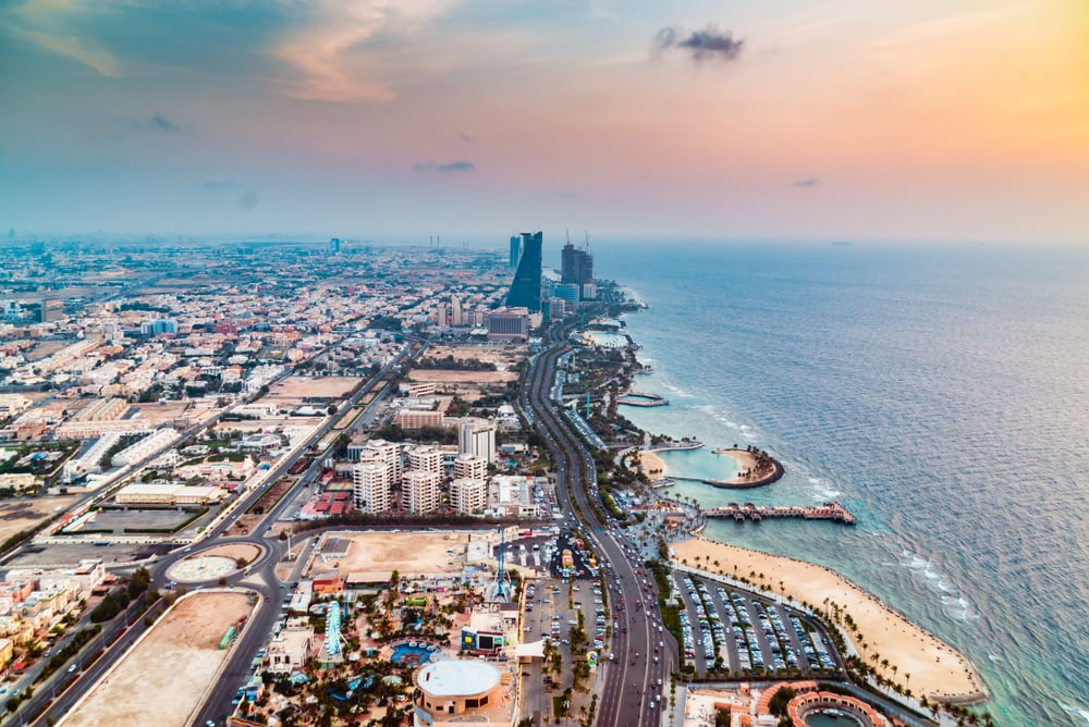 Vue panoramique du rivage de la mer de Djeddah en Arabie Saoudite