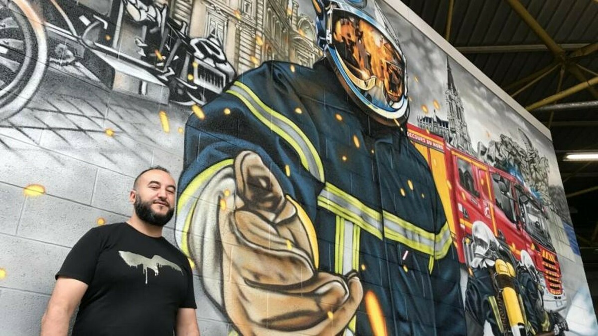 Une fresque street-art de 10m est apparue à Tourcoing en hommage aux pompiers