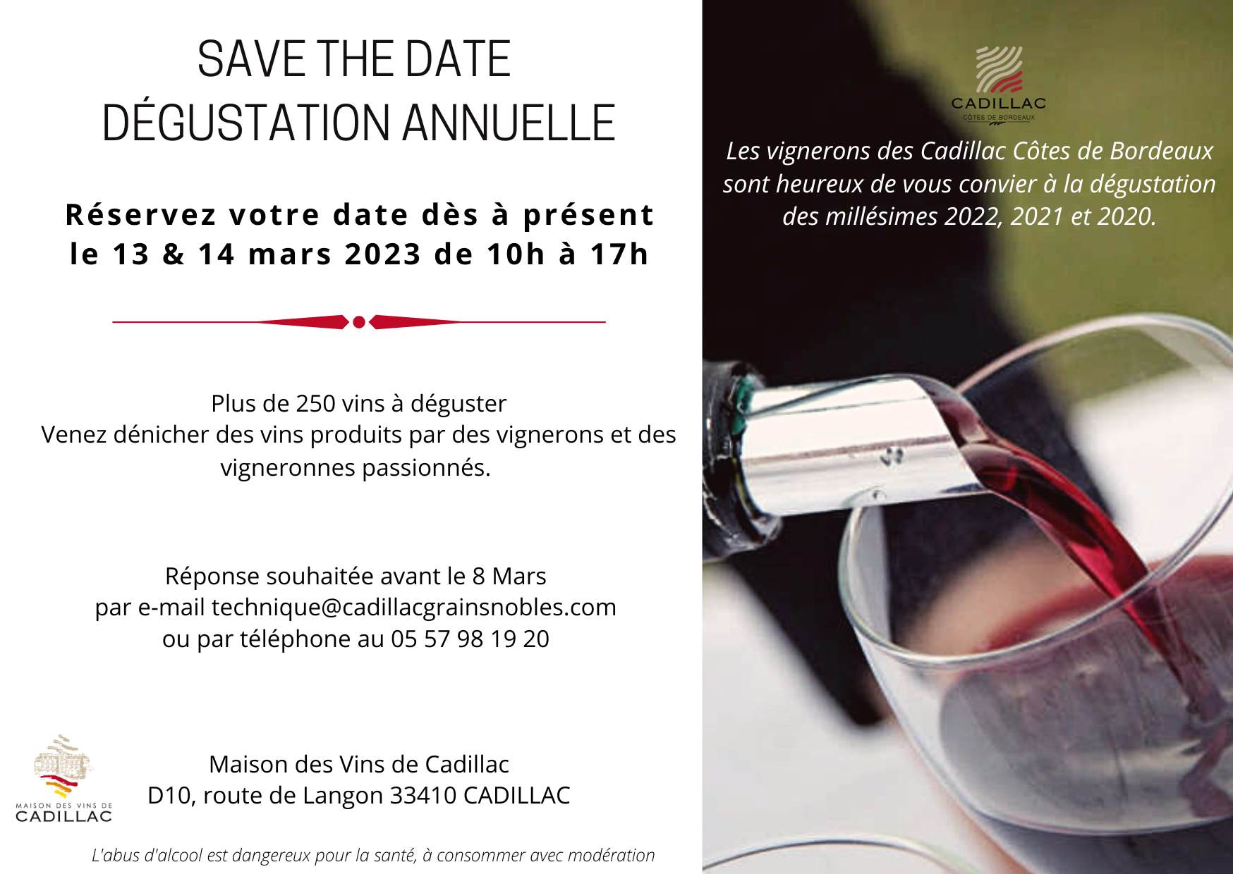 dégustation vins gratuite maison cadillac bordeaux