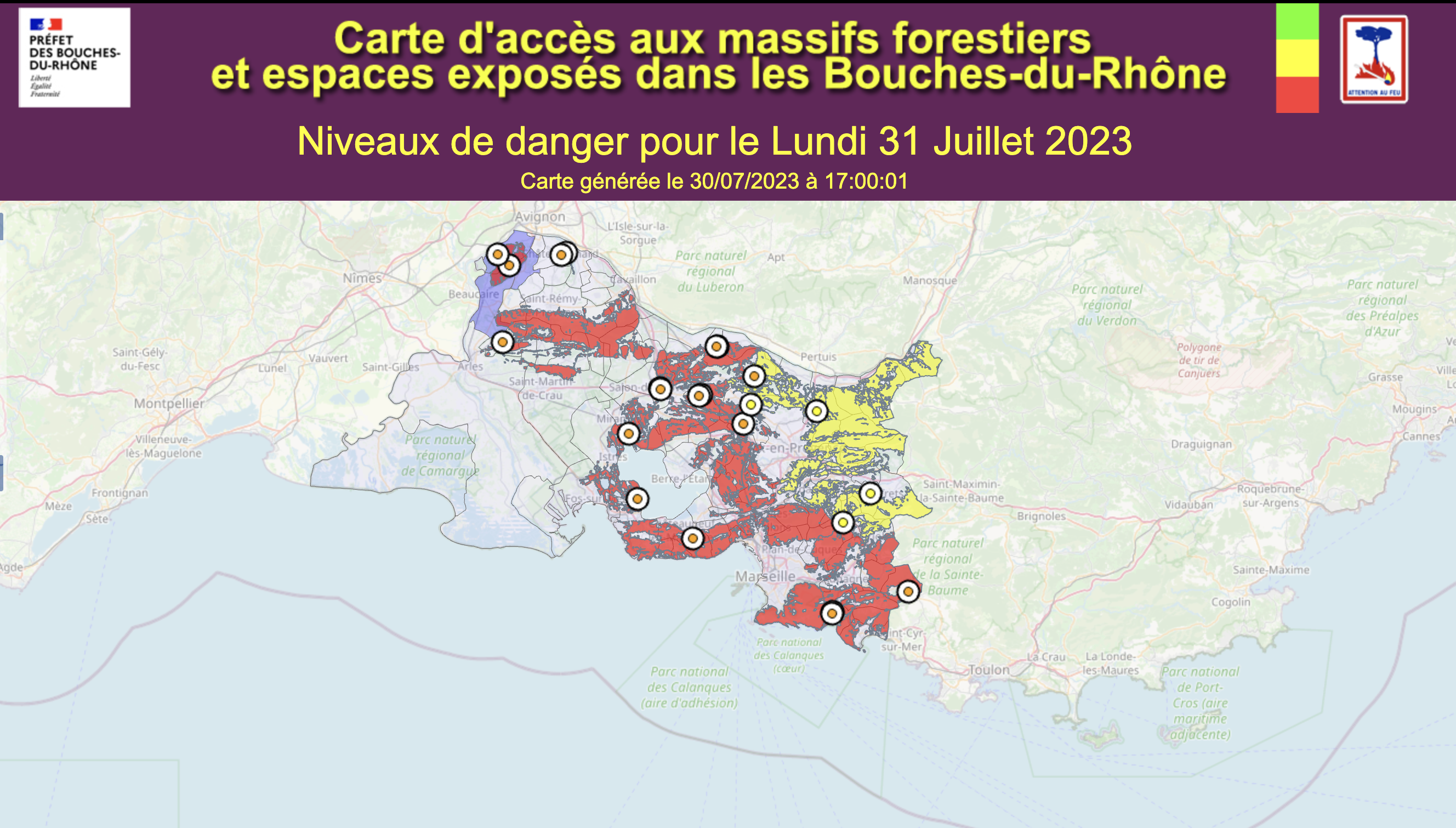 Carte d'accès aux massifs forestiers 