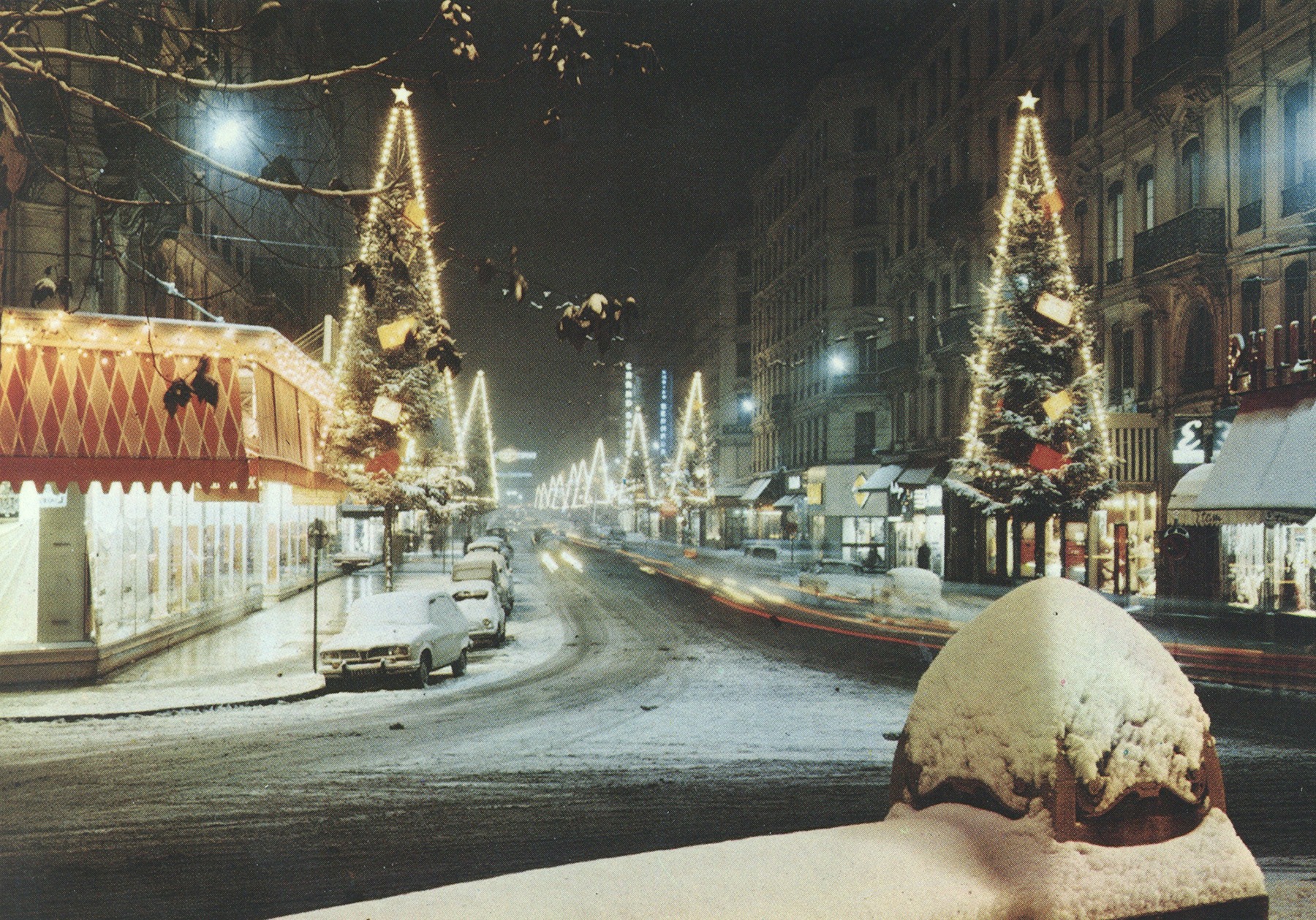 Lyon Noël années 70 rue de la république