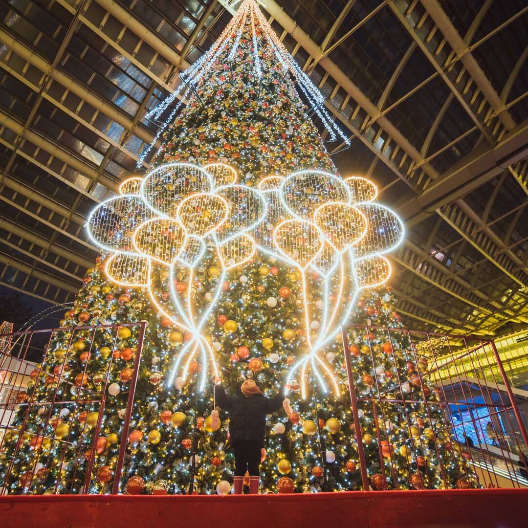 enfant-au-pied-d-un-sapin-de-noel-westfield-forum-les-halles-paris