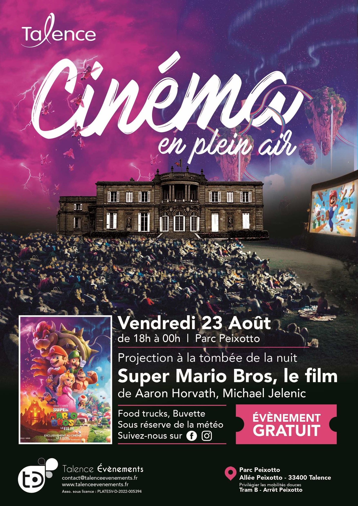 super mario bross film cinema plein air bordeaux