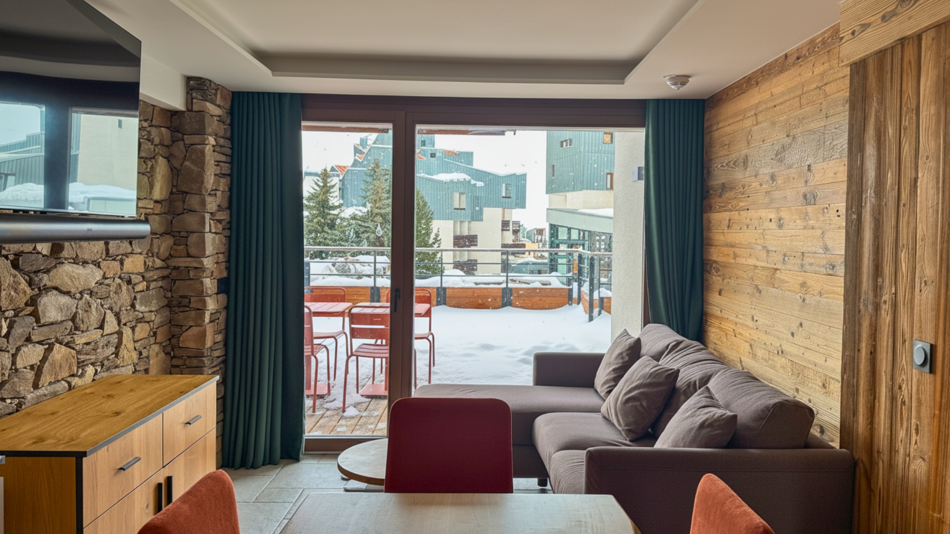 Appartement famille ski montage grand salon