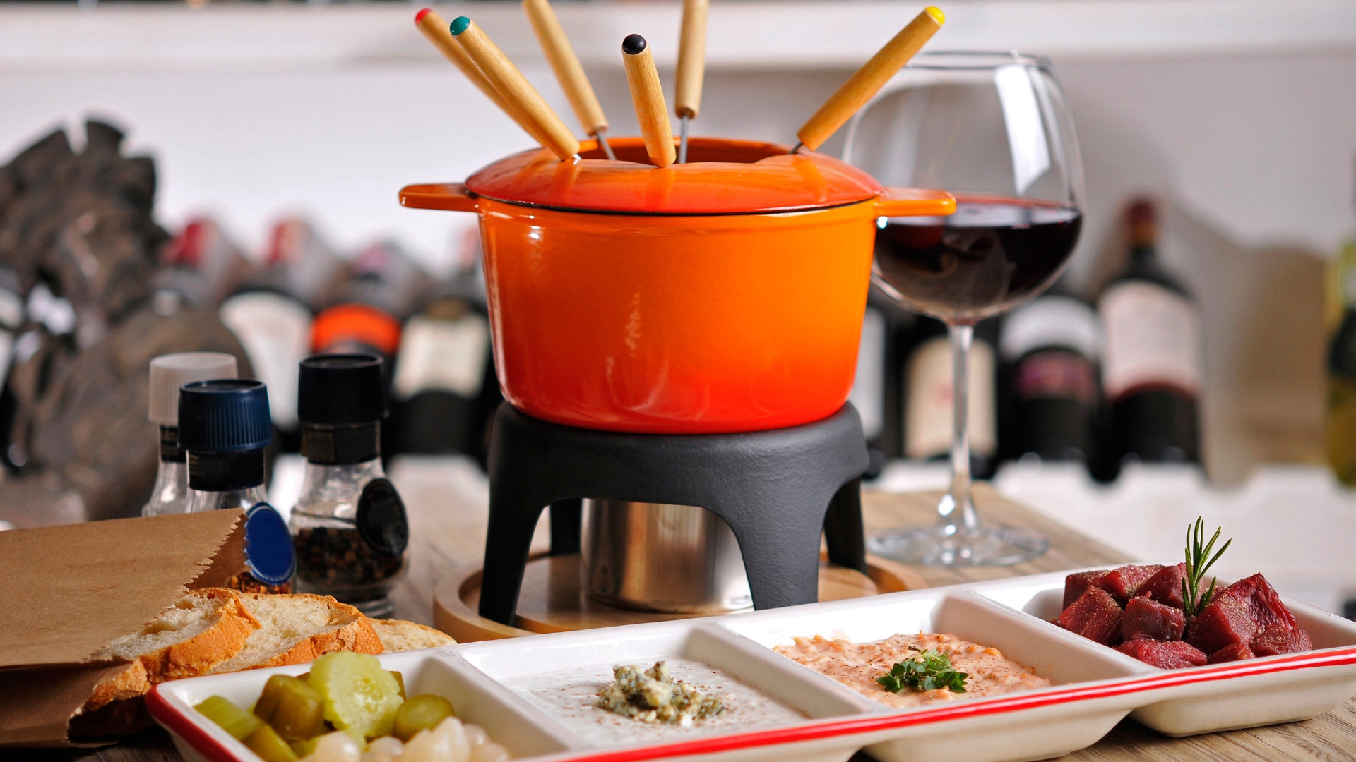 fondue au vin et la viande, fondue vigneronne made in dijon