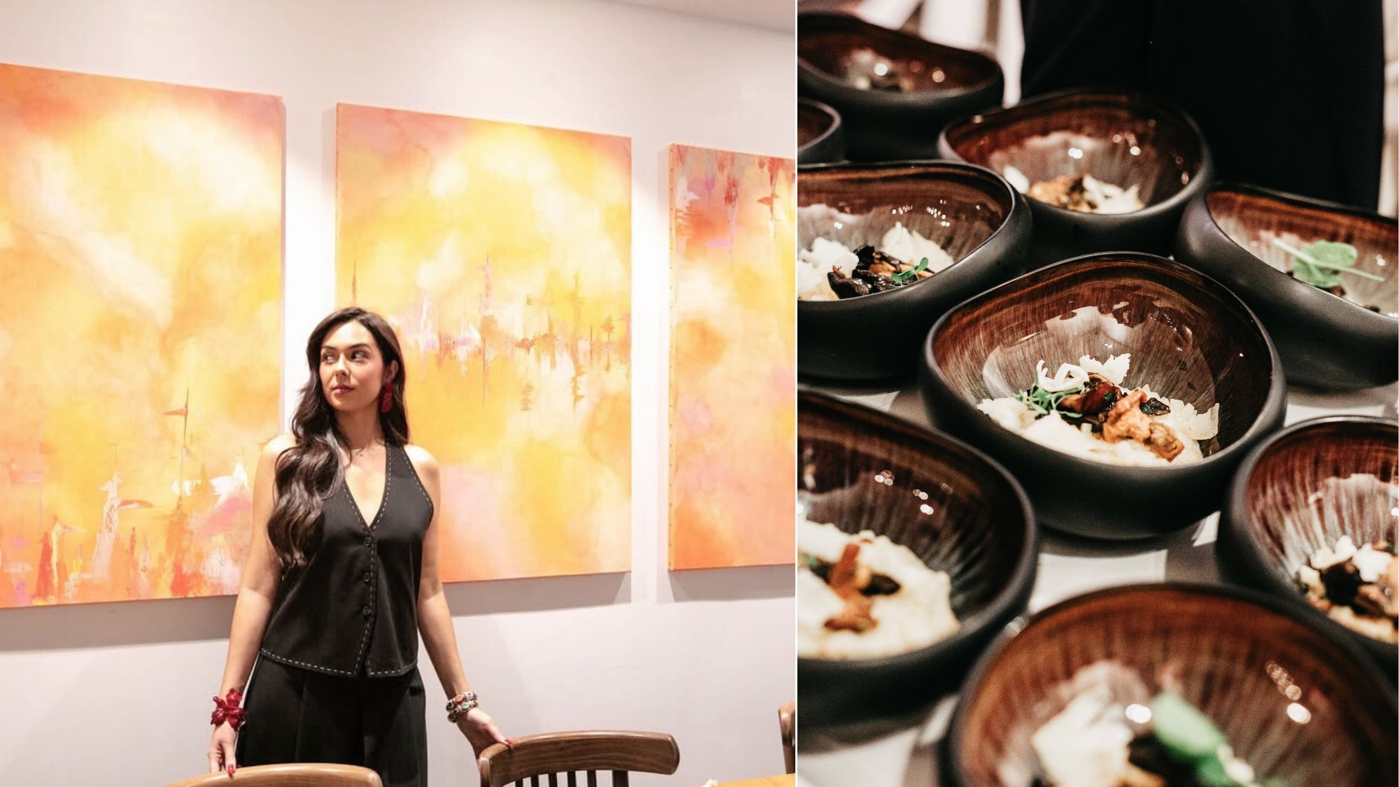 femme-peinture-bols-nourriture