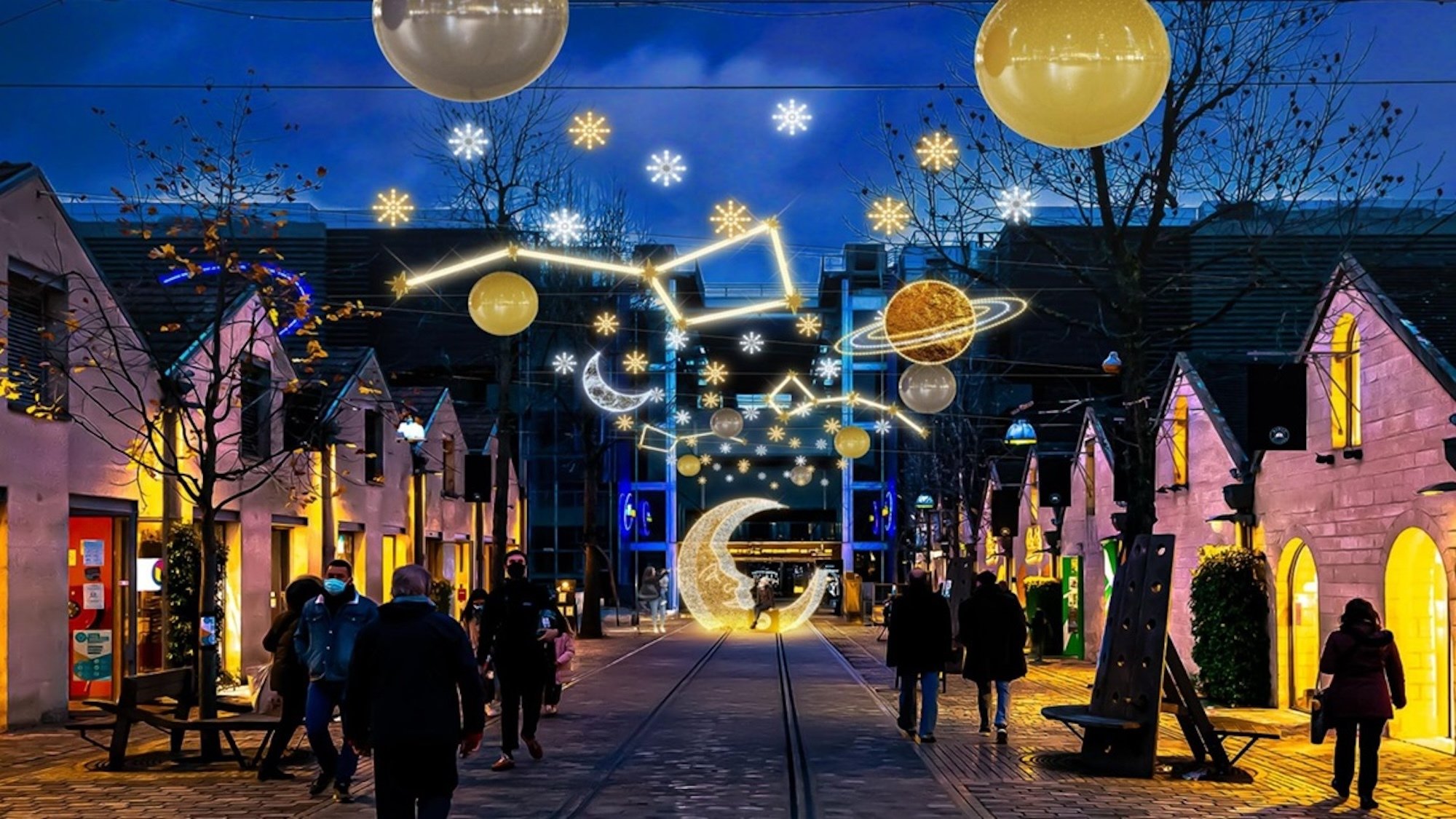 A new cosmic light path brightens up this Parisian village bercy-village-noel-2025