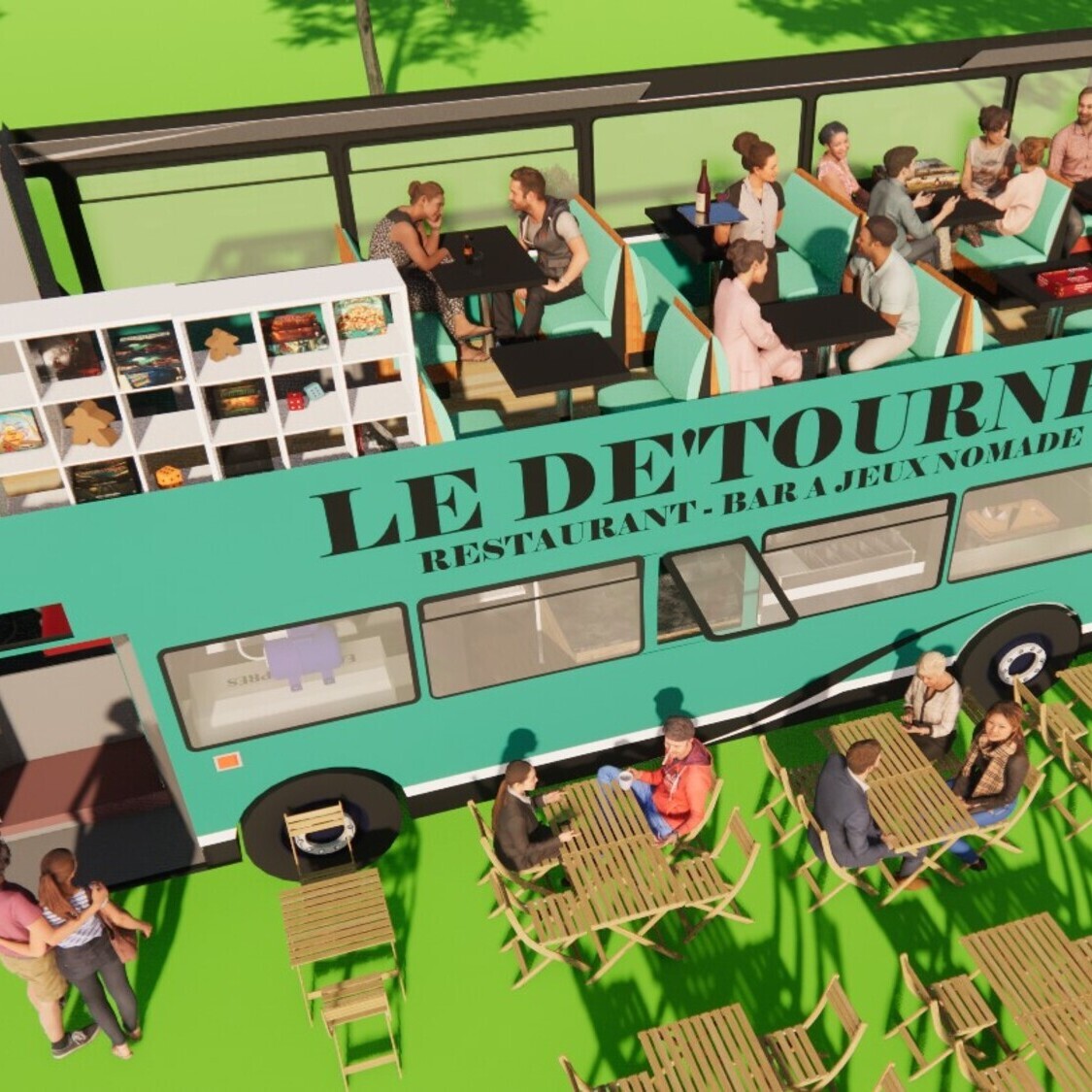 Un bus anglais transformé en resto et bar à jeux près de Nantes bus-ok