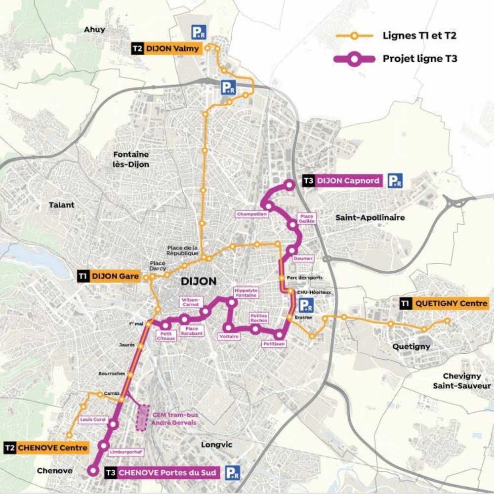 Plan tram dijon