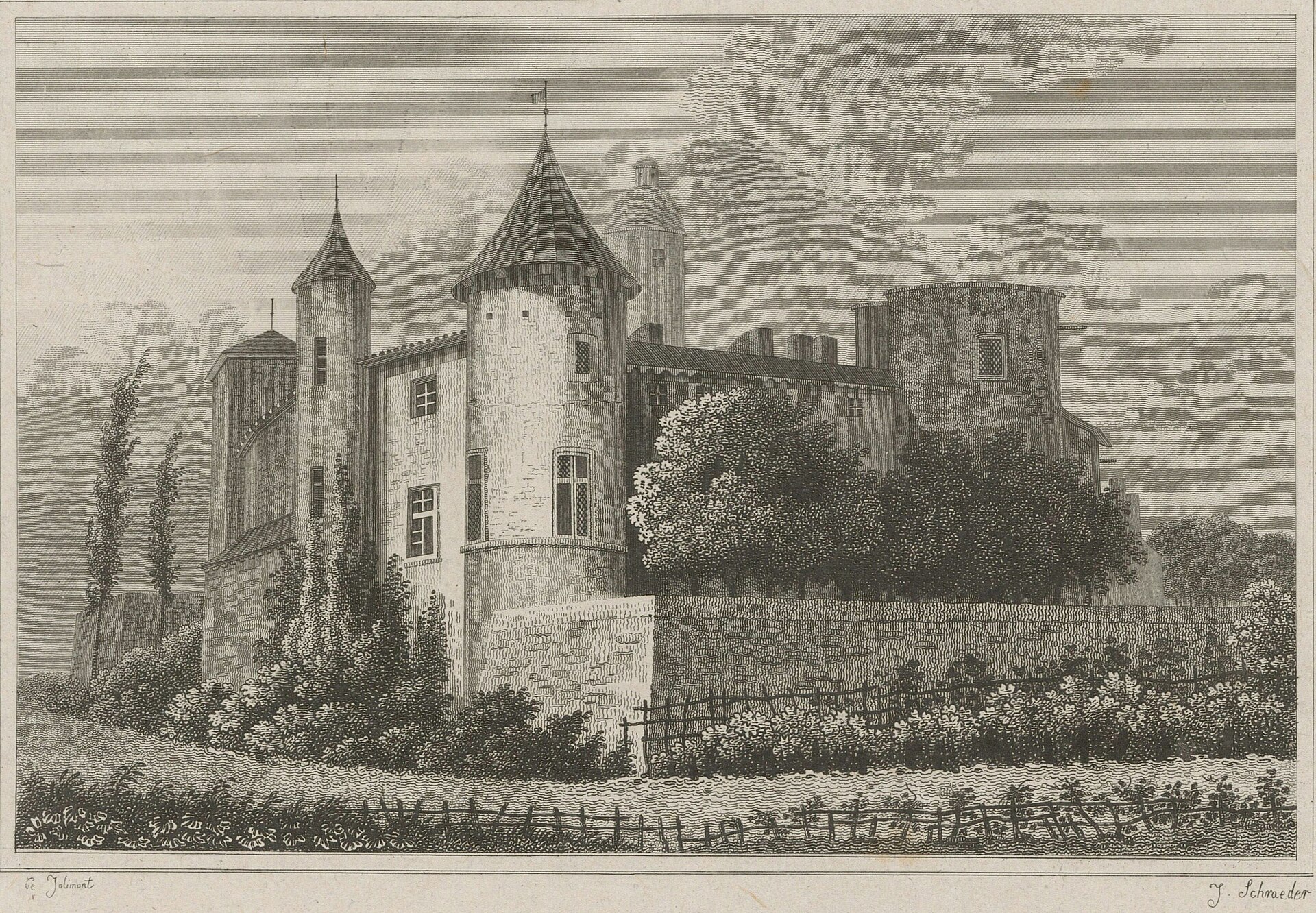 Engraving of the Château de La Motte, circa 1830.
