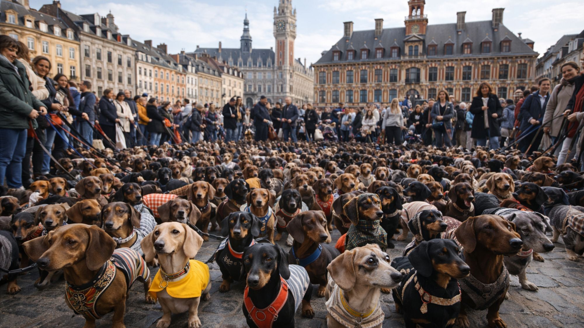 Des centaines de teckels vont envahir Lille lors d’une grande sausage walk en avril teckels-lille-grand-place