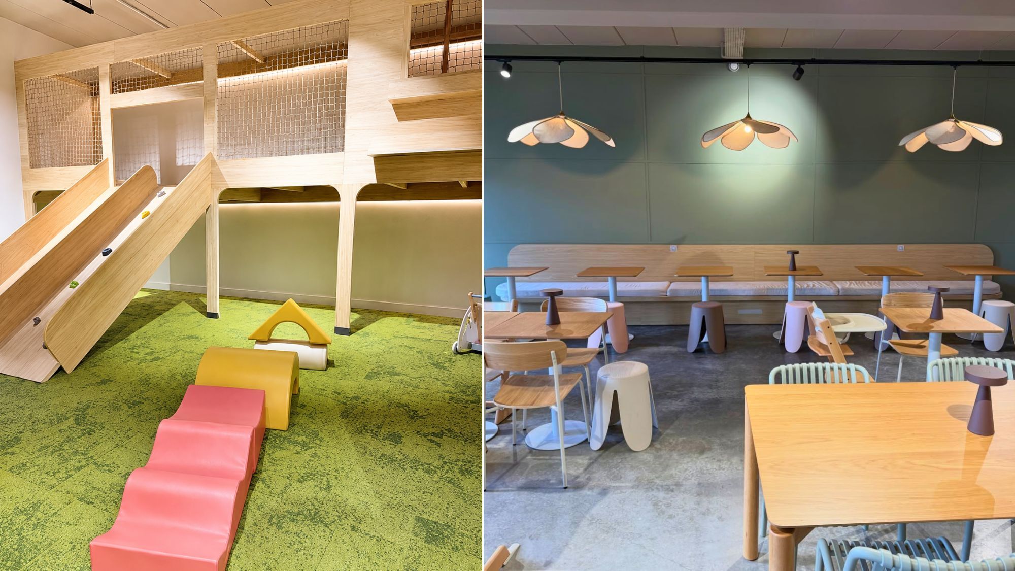 This new address near Lille finally allows parents to relax while the children have fun! jeux-bois-tables-lustres