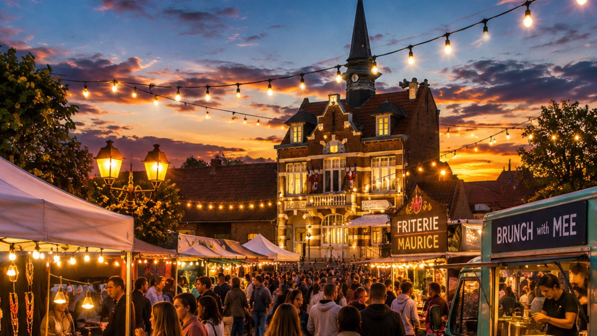 Ce marché nocturne à côté de Lille va transformer le centre-ville en immense guinguette à ciel ouvert mairie-lumieres-guirlandes-marche